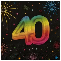 12 Servietten 40. Geburtstag bunt
