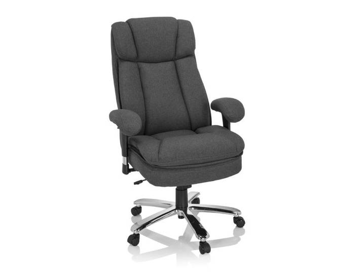Siège pivotant XXL - hjh OFFICE - BUILDER XXL I - Gris Foncé - Tissu