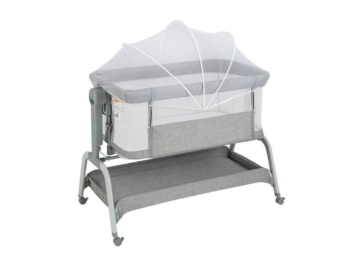 COSTWAY Baby-Reisebett 4 in 1 Beistellbett, 6 fach höhenverstellbar