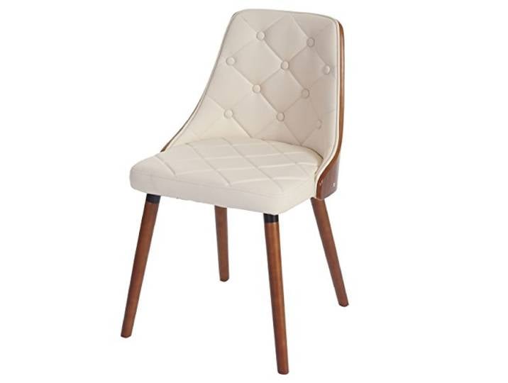Mendler Esszimmerstuhl HWC-A75 Bugholz Walnuss-Optik - Kunstleder Creme