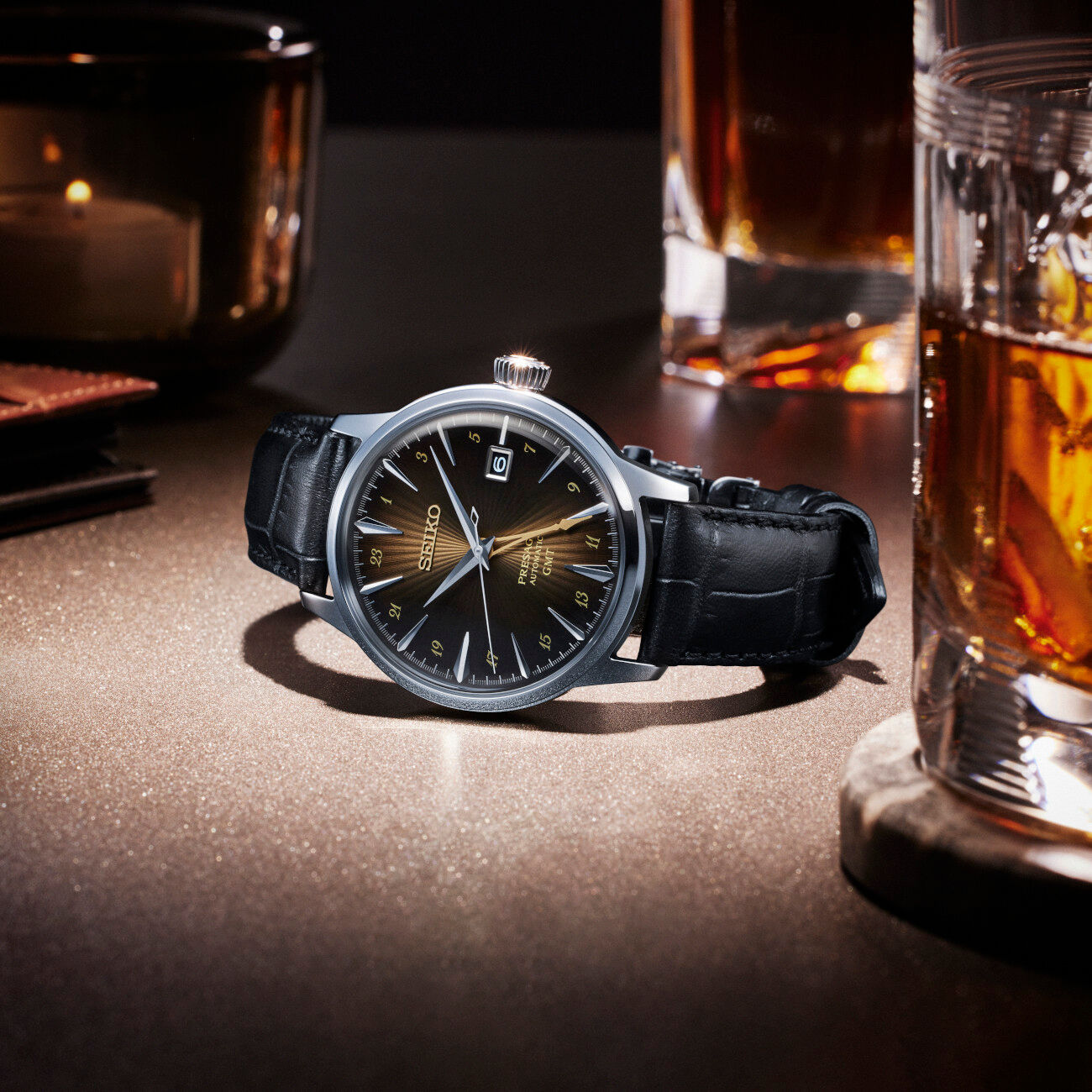 Seiko Presage Cocktail Time Rusty Nail GMT SSK039J1