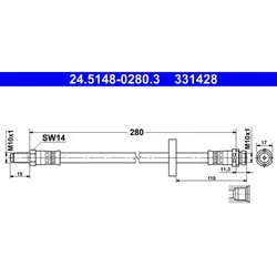 Bremsschlauch ATE 24.5148-0280.3 für Ford Mondeo III Turnier