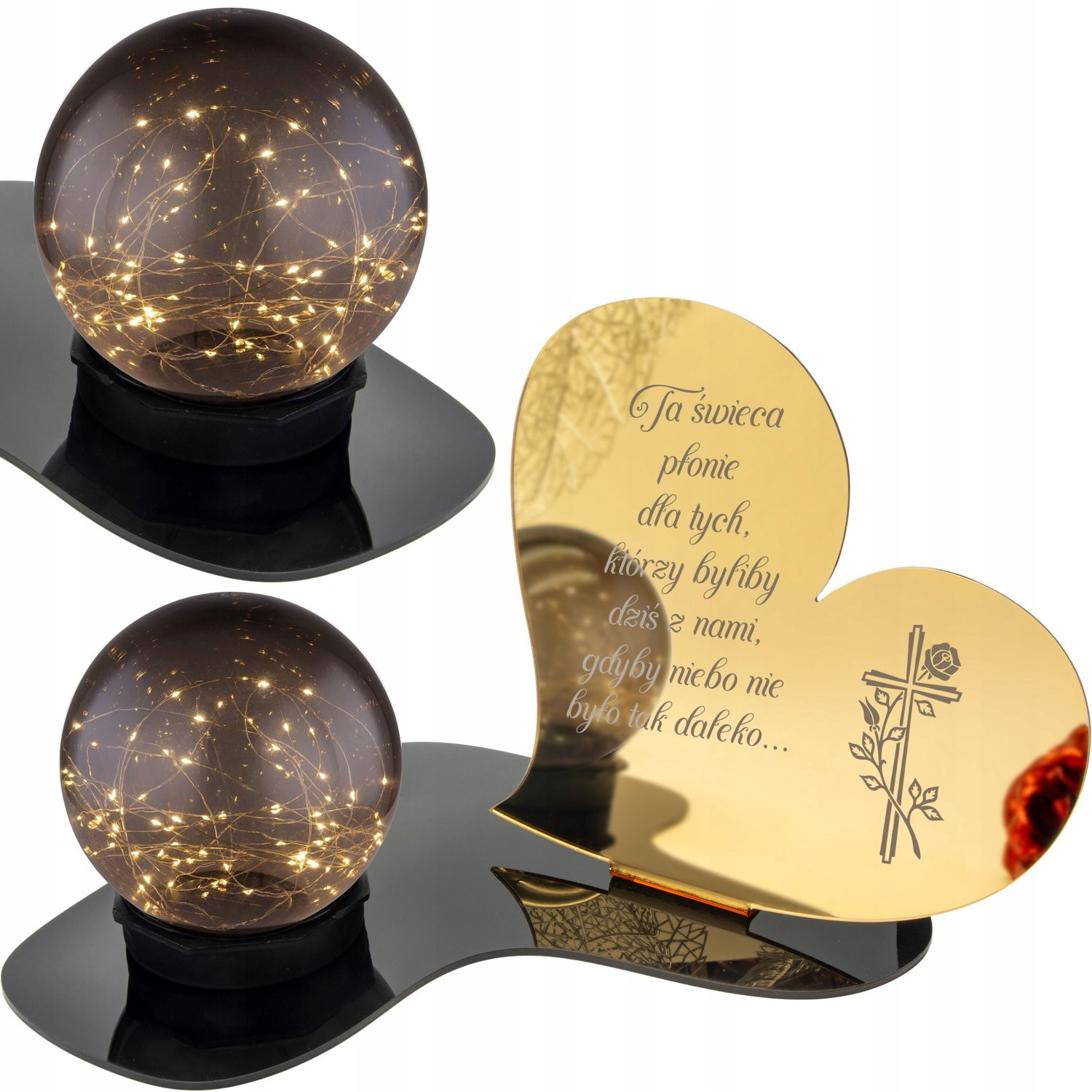 Decortrend Gouden LED Grafsteen Decoratie - Grote Graflamp met Gravering