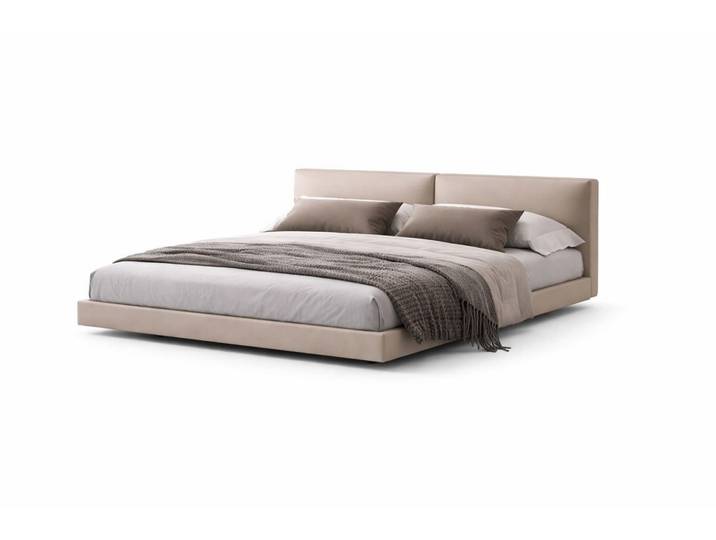 JVmoebel Bettgestell Polsterbett 180x200 Stoff Beige Modernes Doppelbett Kopfteil Sofort, Made in Europa