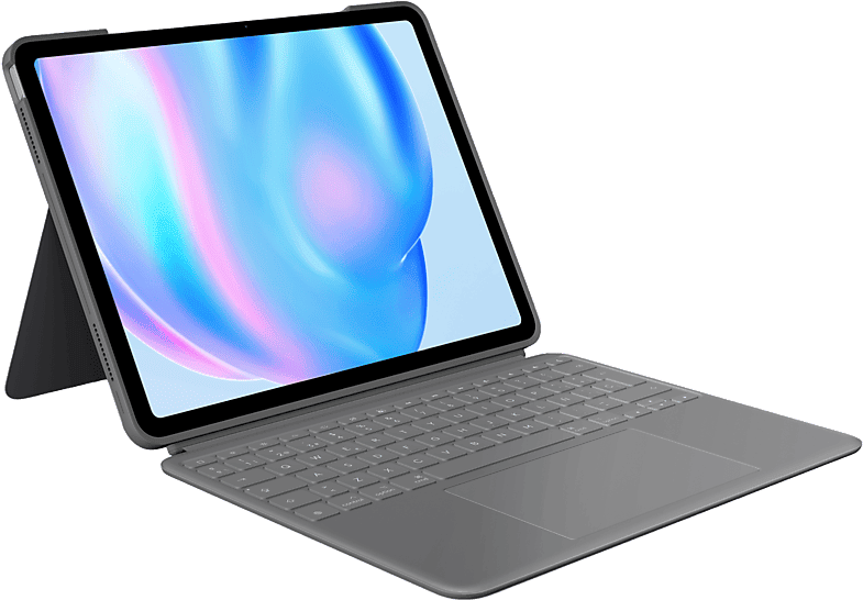 Funda con teclado - Logitech Combo Touch iPad Air 13'', Retroiluminación, Smart Connector, Teclado extraíble, Accesos directos, 4 modos, Gris