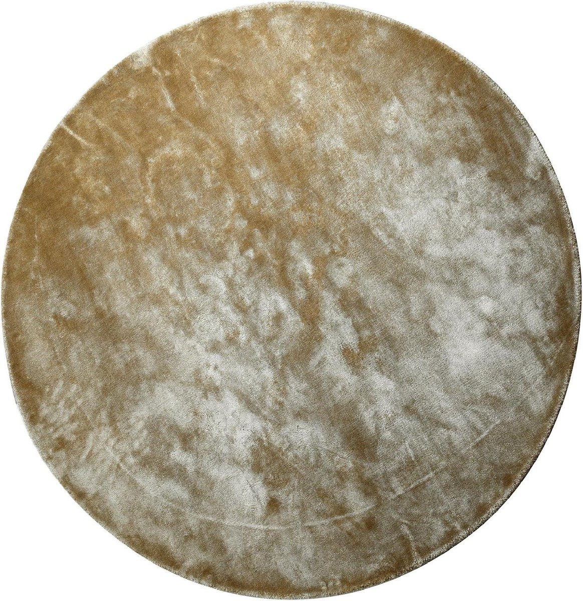 Handgeweven rond viscose vloerkleed in bruin - Ø160 cm