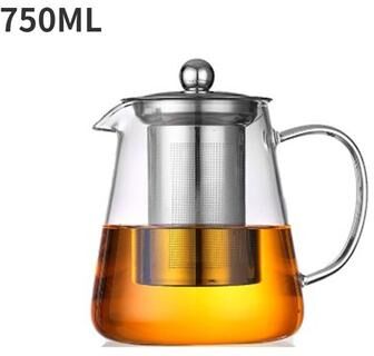DynamicDeals Stainless Steel Tea Infuser Glass Teapot Premium Borosilicate Kettle For Blooming, Loose Leaf & Durable Tea Set 750ml
