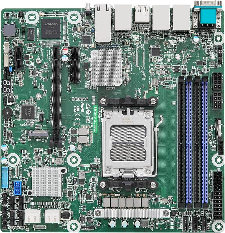 ASRock B650D4U-2L2T/BCM moederbord, AMD Socket AM5, compatibel met AMD Ryzen 3 en Ryzen 5, 32 GB DDR5-SDRAM, DIMM