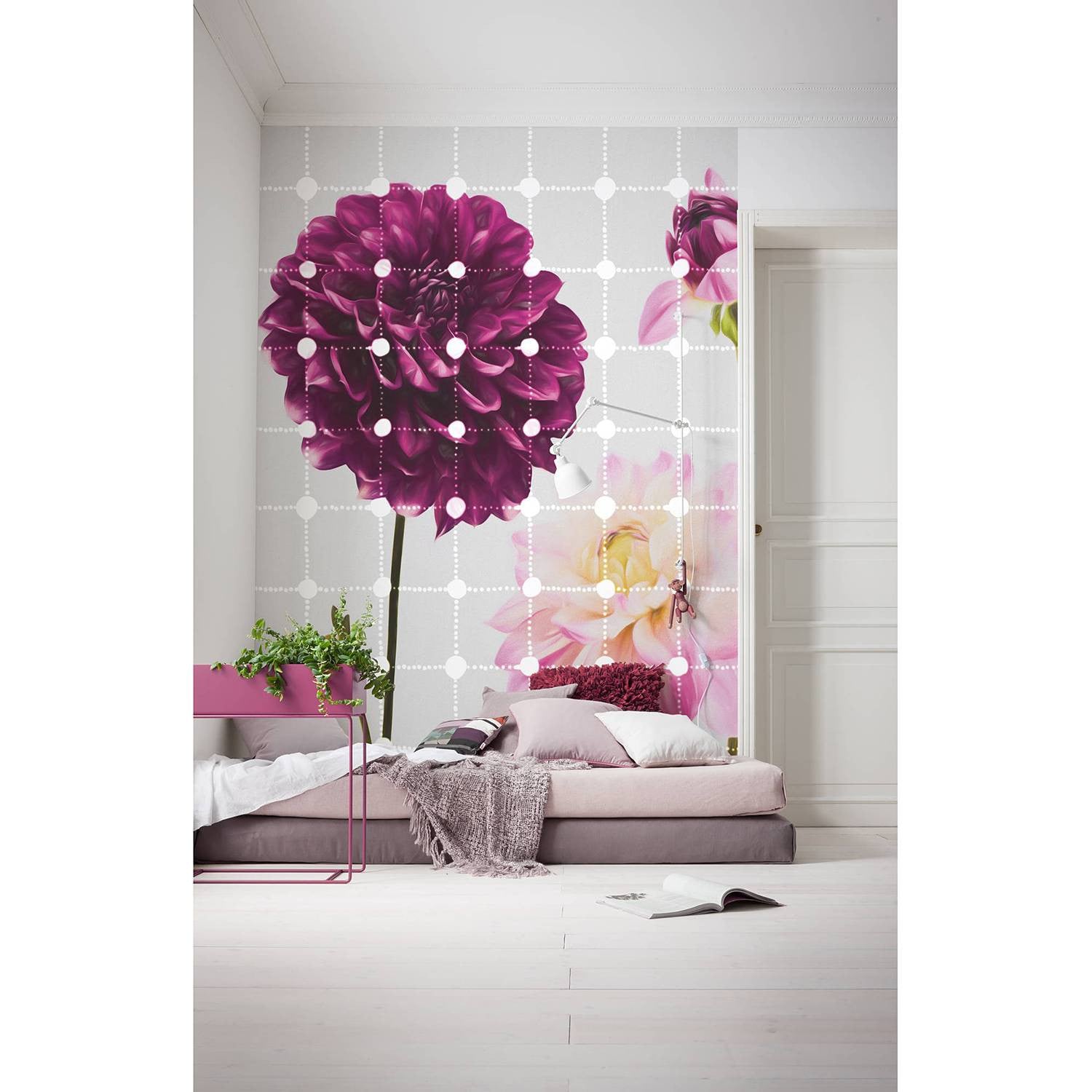 home24 Fotobehang Flowers & Dots 200 x 250 cm