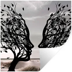WANDTATTOO Strand - Meer - Menschen - Baum - Moderne Kunst Wanddeko 50x50 cm