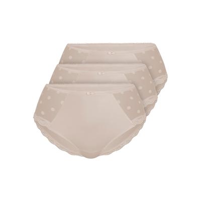 Panty SASSA "3er Pack Panty DOTTED MESH", Damen, Gr. 36, 3 Stk., Mesh, beige (nude), Mesh, , figurbetont, Unterhosen Panty