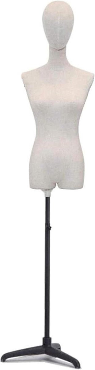 Verstelbare dames etalagepop voor kledingpresentatie met statief, Zwart, Hoogte: 162-207 cm