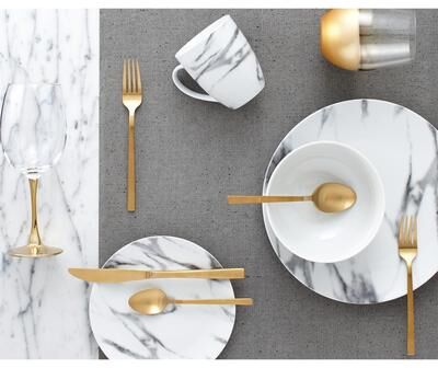 Safdie & Co. Porcelain 16-piece Marble Dinnerware Set