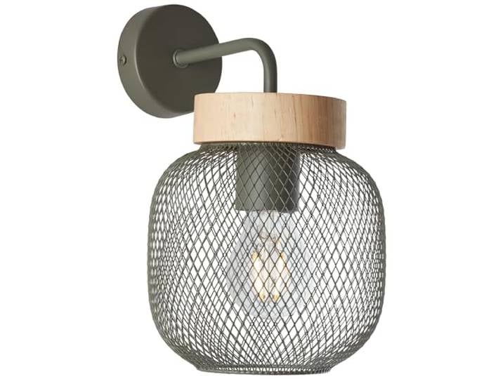 Brilliant Lampe Giada Wandleuchte oliv grün/holz Metall grün 1x A60, E27, 40 W
