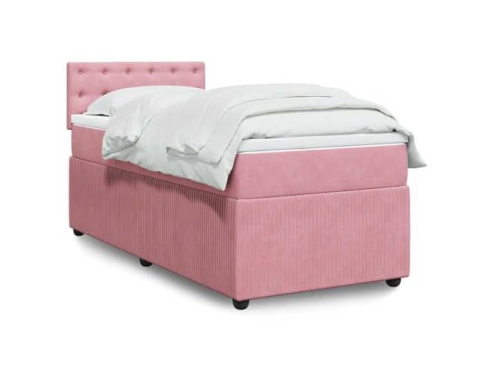 RJPLMFV Lattenrost mit Matratze, Velours, Rosa, 90 x 200 cm Taschenfedern, abnehmbarer Bezug, waschbar, atmungsaktive Unterstützung, Premium-Komfort