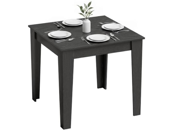 HOMCOM Esstisch für 4, modern, 80x80x75 cm, Holzoptik, Schwarz Quadratischer Küchentisch, Holzoptik Tischplatte, Esszimmer, Küche, Wohnzimmer