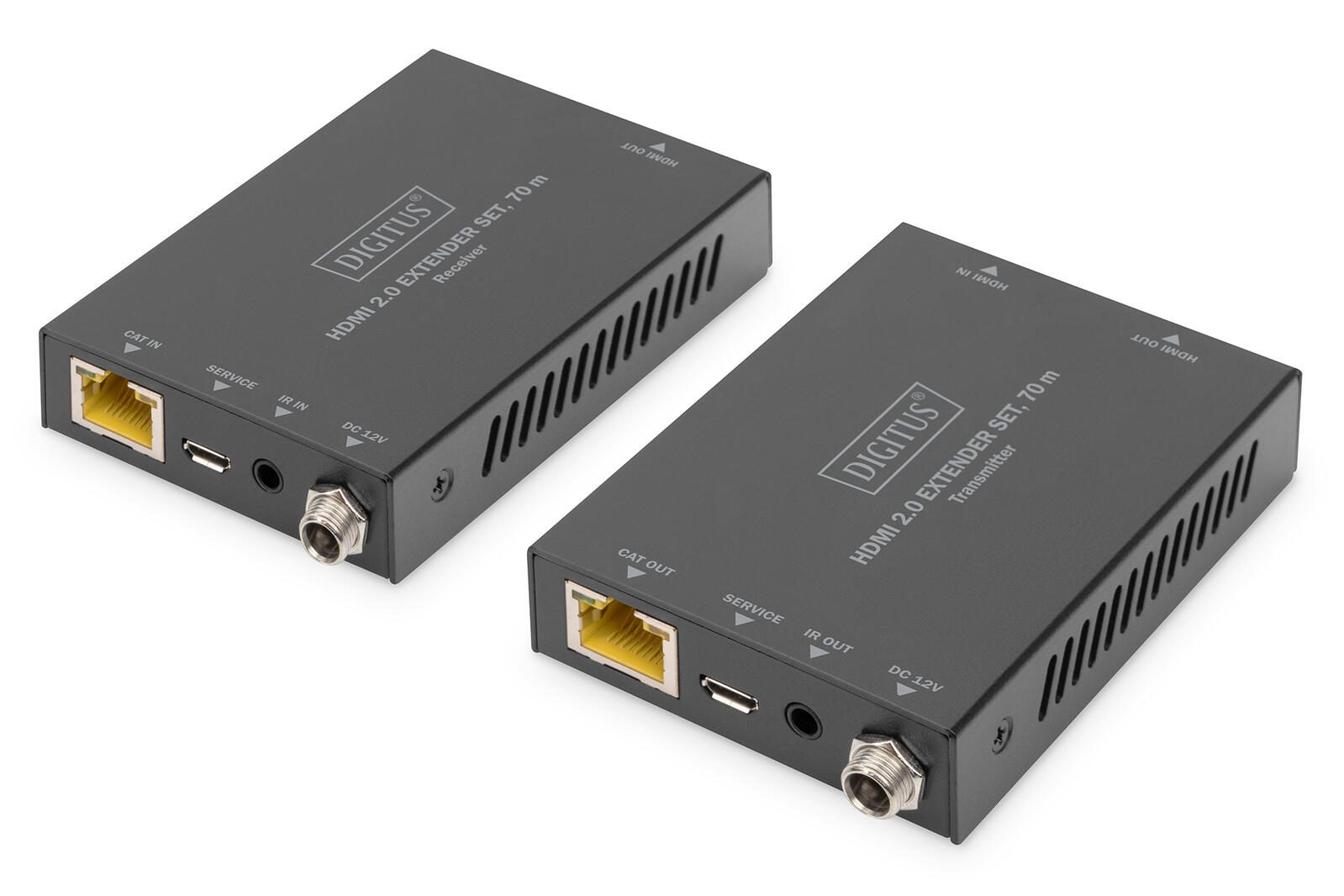 Digitus HDMI 2.0 Extender Set, 70 m 4K/60Hz, 18 Gbps, HDCP 2.2, HDR, PoC DS-55506