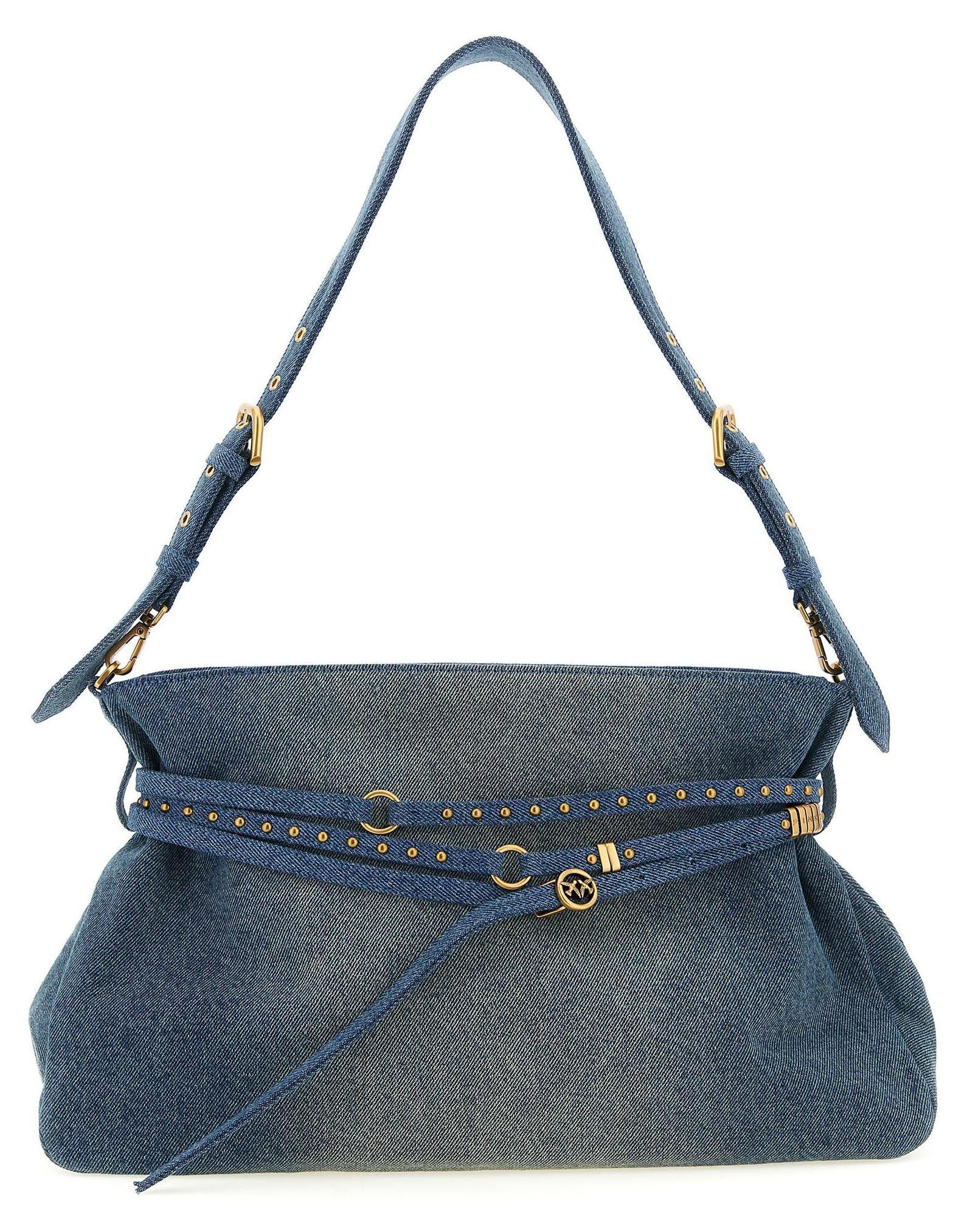 PINKO Belt Bag Big Denim blau Love Birds goldfarben