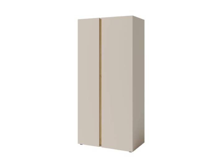 BEAUTY SOFA Kinderkleiderschrank LICO mit 2 Türen, Beige Sand Viel Stauraum, 6 Regalböden, 1 Kleiderstange, griffloses Design