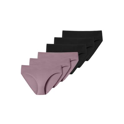 Slip SCHIESSER "Slip 6er Pack", Damen, Gr. 40, 6 Stk., bunt (schwarz, lila), Unterhosen Slip