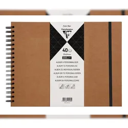 Clairefontaine 3x Album DIY zum Personalisieren, 40 Blatt Kraftpapier 200g im Format 32x24 cm, Umschlag aus Kraftkarton - Kartonbraun 95430C