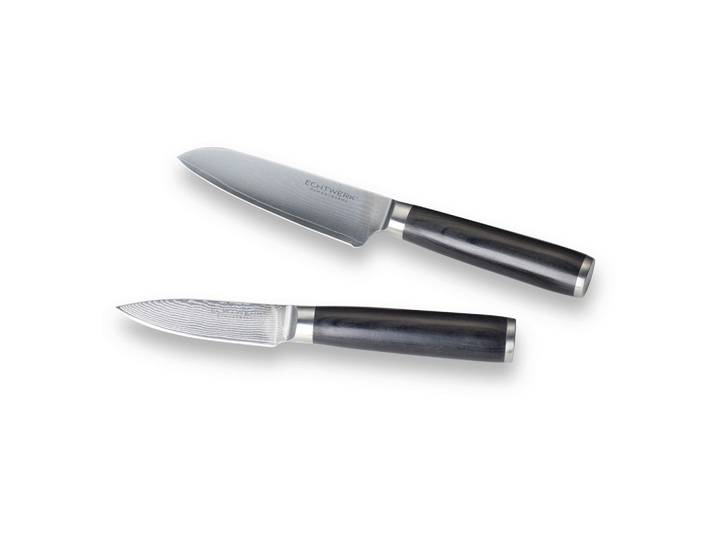 Messerset Damaszener Schwarz/Silber 2-teilig