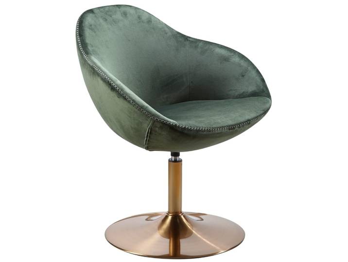 Fauteuil cocktail pivotant en velours, vert