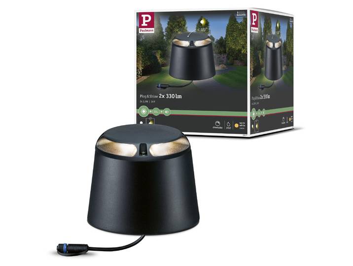 Paulmann Plug & Shine LED Bodenaufbauleuchte Warmweiß Einzelspot Zweifacher Lichtaustritt, 180°