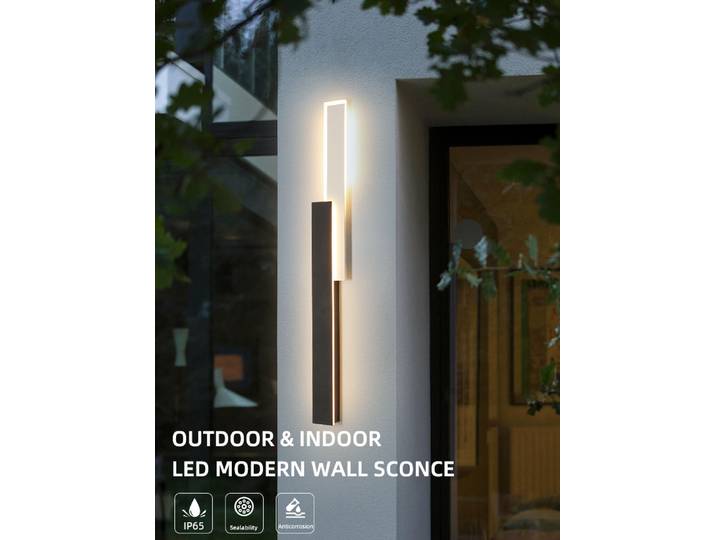 Applique murale extérieure étanche IP65, noire, moderne, variable, lampe LED pour façade de jardin