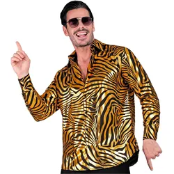 Widmann GOLDENES ANIMAL PRINT PARTY FASHION HEMD (Hemd), L/XL (L)