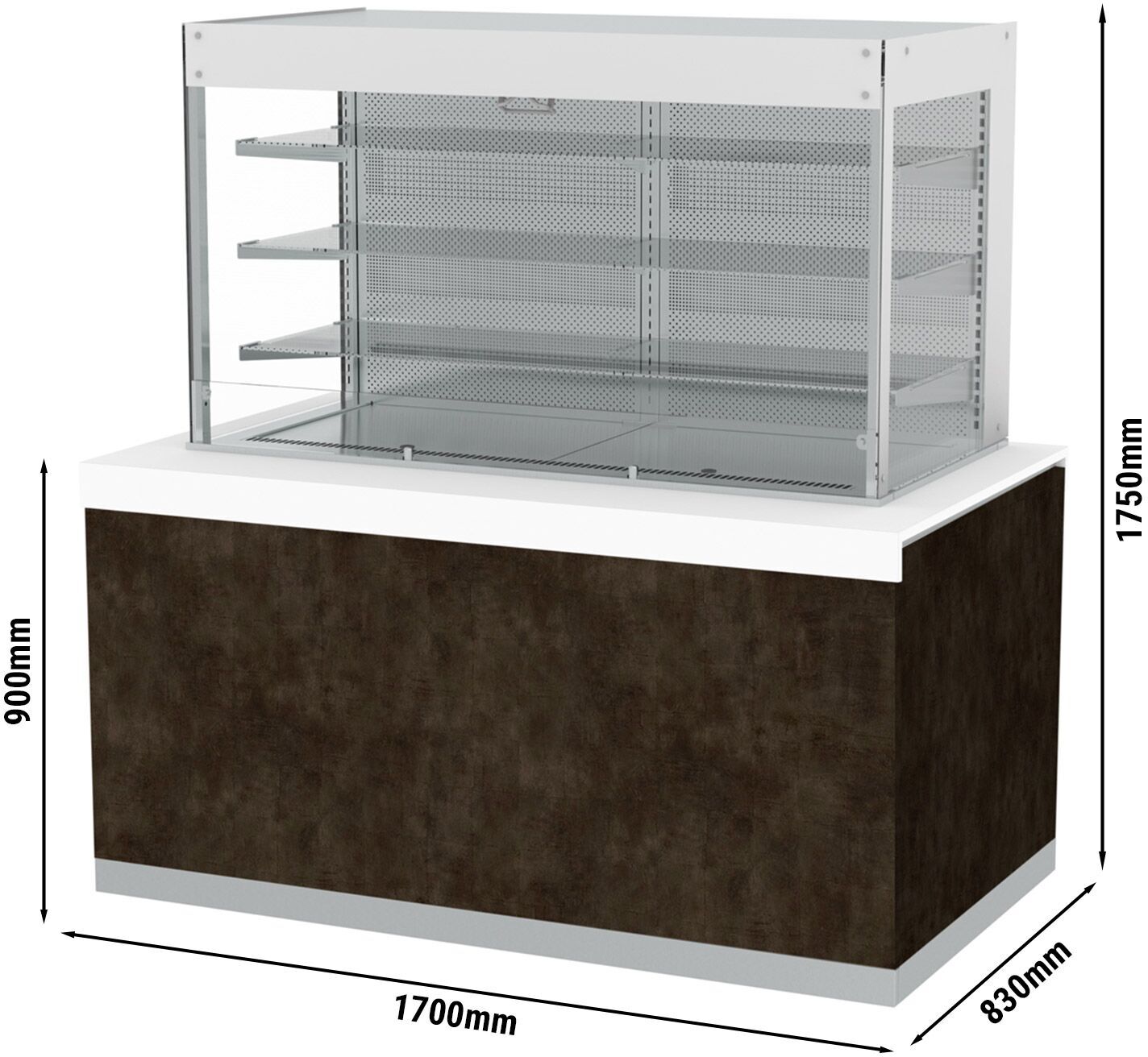 GGM Gastro Koelvitrine PRAG - 1700mm - met 4 schappen zilver