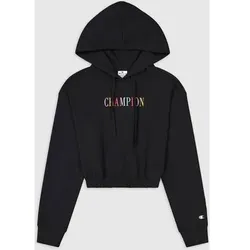 CHAMPION Damen Kapuzensweat Hooded Crop Top, Größe L in Schwarz Schwarz
