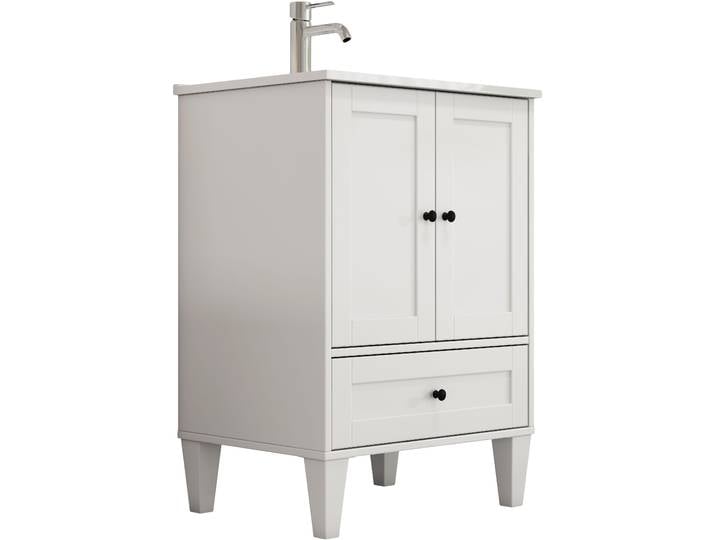 Waschtisch WELLTIME Amsterdam , weiss (weiß, schwarz), B:59cm H:85cm T:45cm, MDF, Waschtische, Waschtisch, Badmöbel inkl. Keramikwaschbecken, in verschiedenen Breiten erhältlich