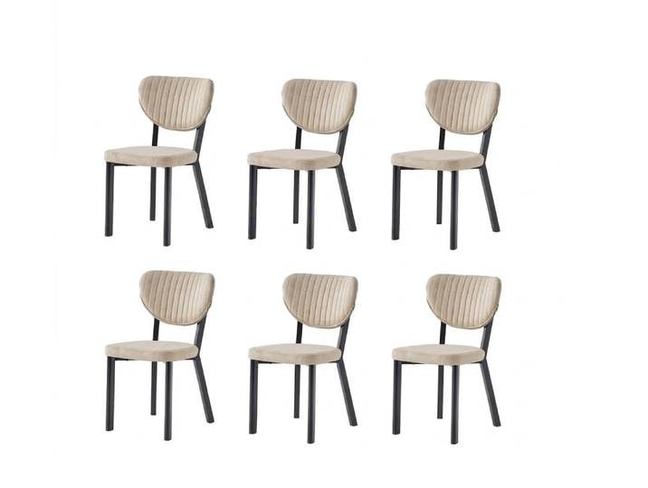 JVmoebel Esszimmerstuhl Stühle-Set 6x Stuhl Modern Stoff Komfortabel Beige Weich Bequem, Made in Europa