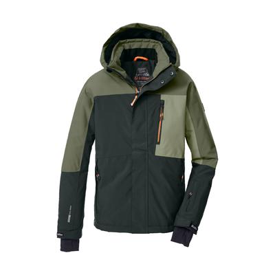 Skijacke KILLTEC "KSW 200 BYS SKI JCKT", Jungen, Gr. 128, grün (olivgrün), Obermaterial: 100% Polyester. Futter: 100% Polyester. Füllung: 100% Polyester, Jacken Skijacke, Killtec Kids Skijacke: wasserdicht, atmungsaktiv, reflektierend