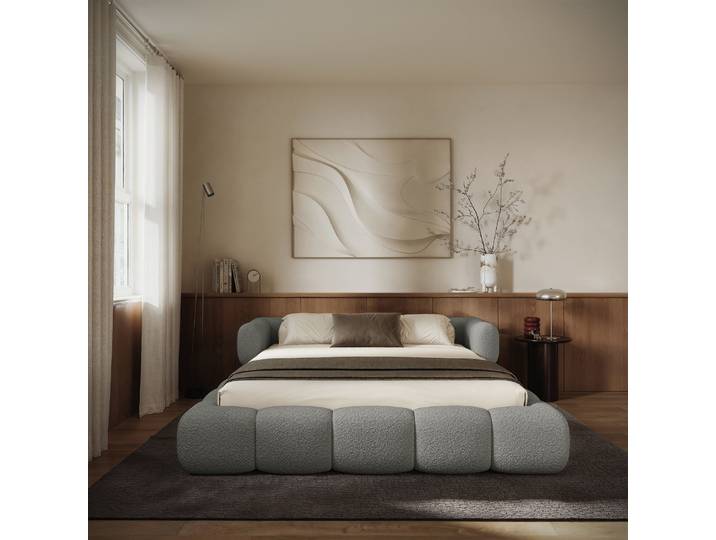 Upholstered bed 140x200 cm Stormi mit rollbarem Lattenrost,