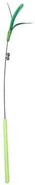 Uplift Picks Long Pole Feather Cat Teaser Stick With Sound For Interactive Kitten Play green