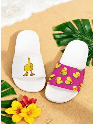 LightInthebox Men's Duck-printed Slide Sandals – Laid - Back Cool Style for Men in Summer Beach Trips, Barbecues Casual Outdoor Gatherings