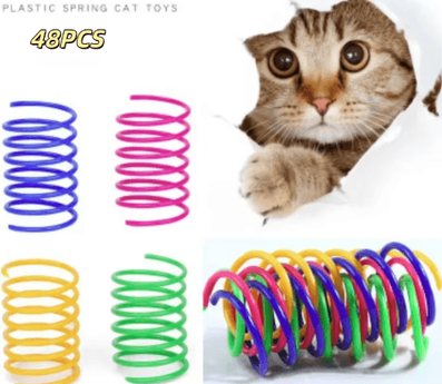 Inspire Picks Spring Bounce Colorful Interactive Cat Spring Toy Set 48pcs