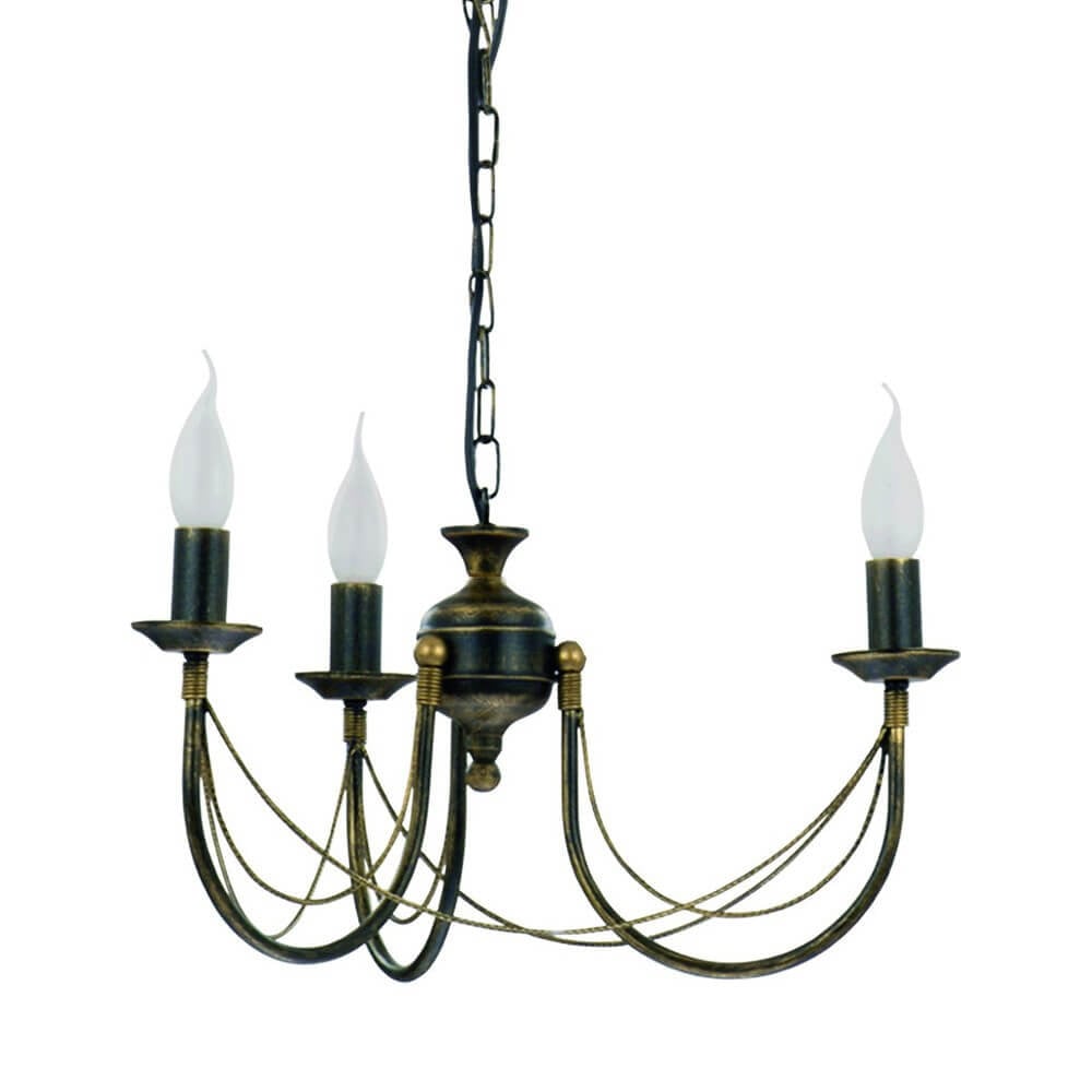 Lyora Ares 3-lichts kroonluchter in goud/messing met wit glas