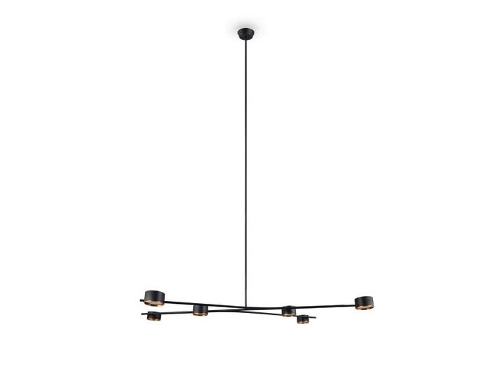Trio Leuchten Hängeleuchte Coda, Schwarz, Goldfarben, Messingfarben, Metall, 82x180x143.5 cm, schwenkbar, Lampen & Leuchten, Innenbeleuchtung, Hängeleuchten, Pendelleuchten