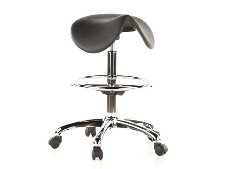 hjh OFFICE 665070 Arbeitshocker TOP Work 13 Hartschaum Schwarz Sattelhocker mit Fußring, pflegeleicht