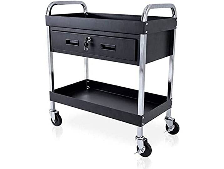 QUIRUMED Trolley für Friseursalons und Tattoostudios mit Schublade und Tablett