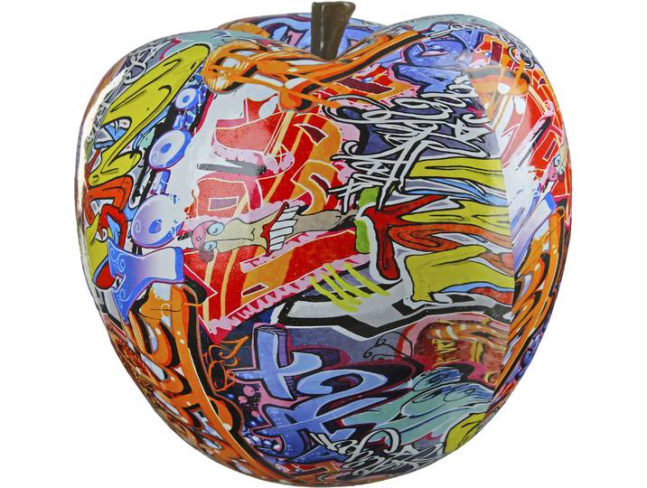 Dekoobjekt CASABLANCA BY GILDE Apfel Street Art , bunt, B:29cm H:31cm T:29cm, Kunstharz, Dekofiguren, Dekoobjekt, Graffiti-Design