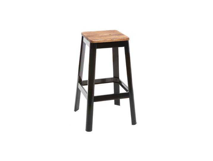 Tabouret de bar design noir et bois H75 cm NICK