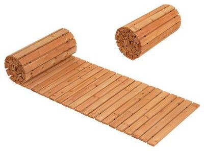Costway 12 FT Wooden Garden Pathway 22 Inches Wide Outdoor Roll out Straight Walkway-Set of 2