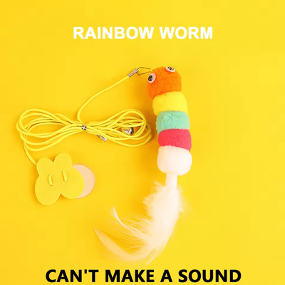Inspire Curations SpaceNest Interactive Flapping Bird Cat Toy rainbow Worm