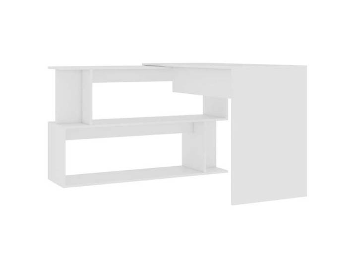 Bureau d'angle rotatif - MEUBLECHIC - 200x50x76 cm - 120x120x76 cm en mode angle - Blanc - Bois d'ingénierie - Rotatif