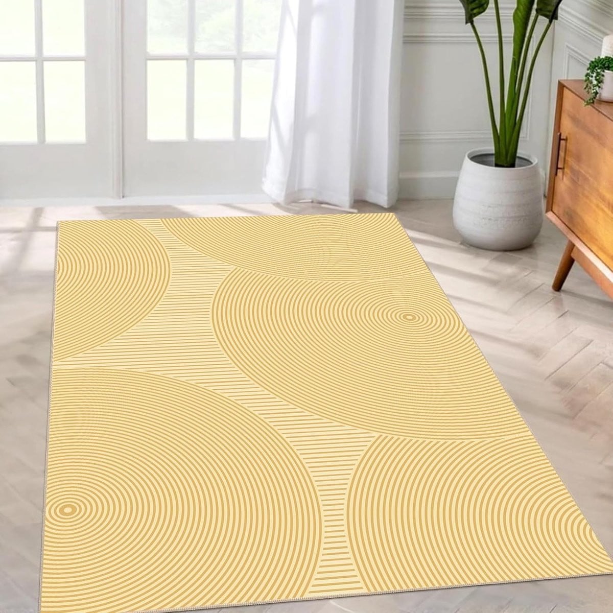 Modern Geometrisch Vloerkleed - Okergeel - Rechthoekig