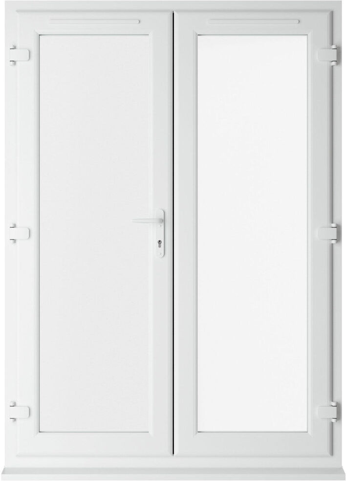 Crystal Direct Crystal uPVC White Clear French Door Left hand master 150mm Cill Included 1690mm x 2055mm Clear Glazing Chrome;Clear 1490mm x 2090mm